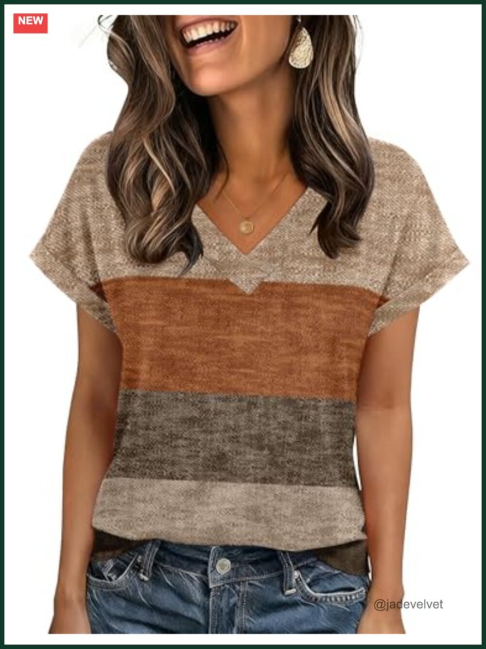 Womens Rolled Short Sleeve V-Neck Blouse Polyester Spandex Stretch Dressy